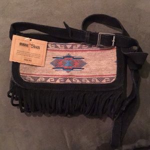 Minnetonka Black Suede Purse with Fringe